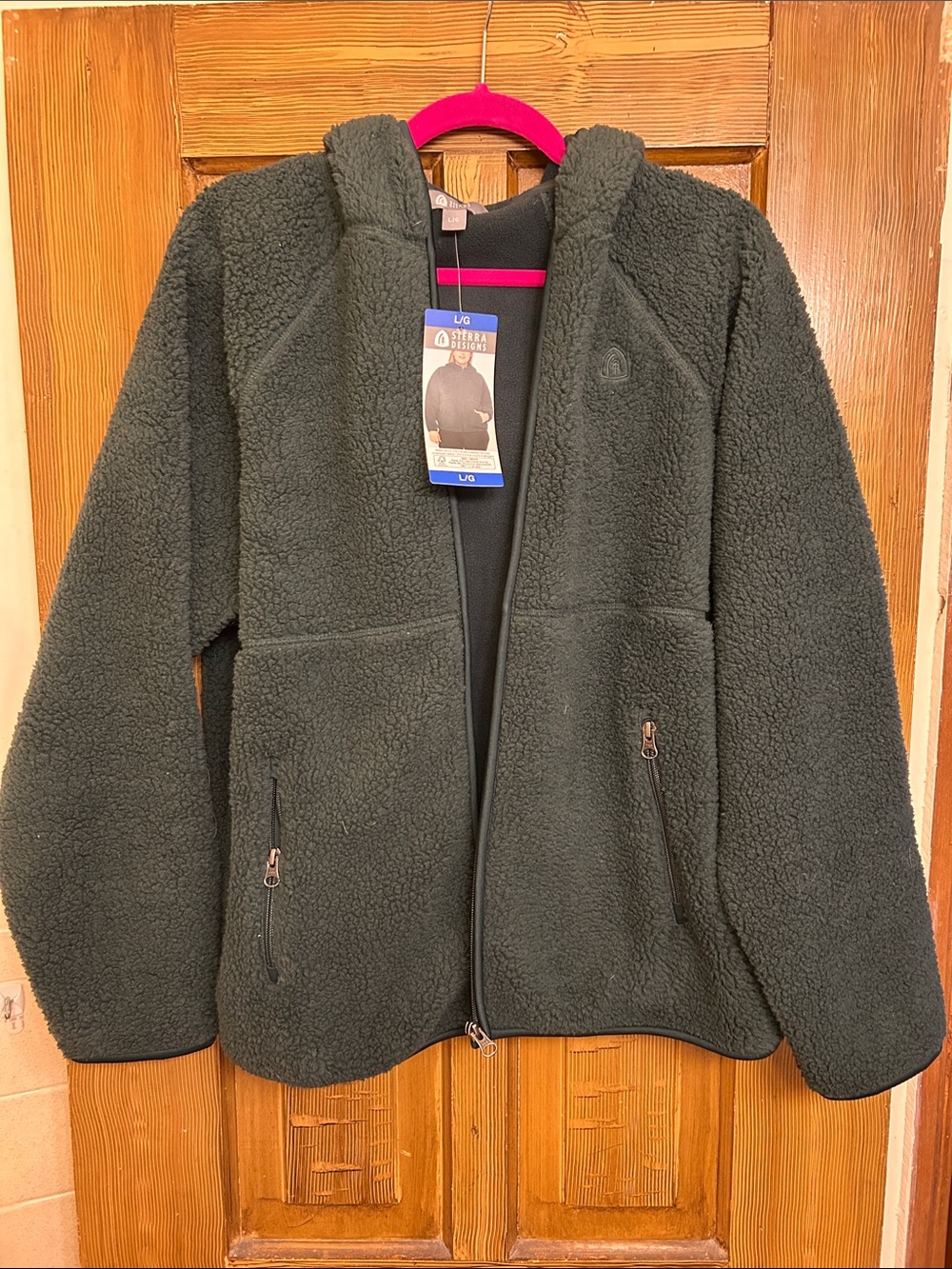 NWT Women's Dark Green Teddy Fleece Zip Hoodie